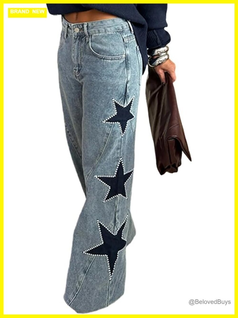 Mid Rise Straight Leg Distressed Pearl Beaded Boyfriend Jeans